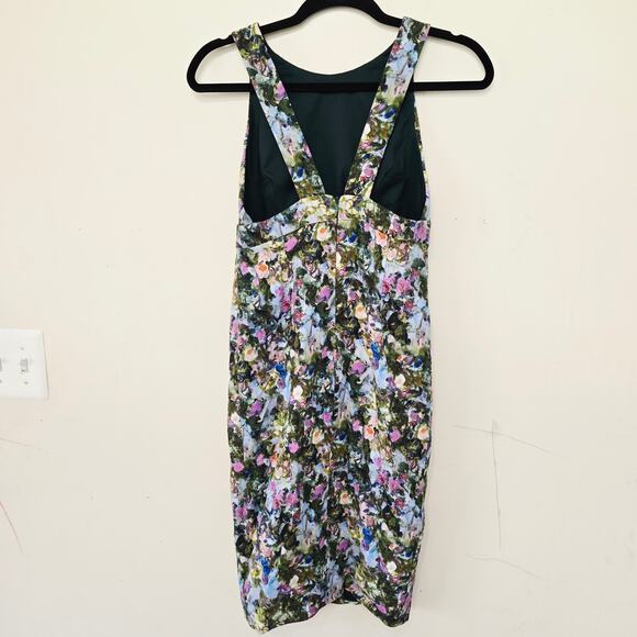 Cushnie Et Ochs Floral Print Midi Length Open Back Wiggle Green Dress Size 0 - Picture 7 of 13